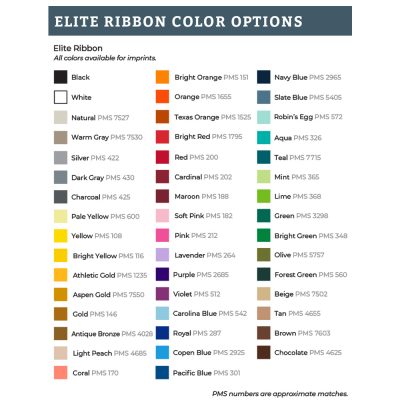 2022 Elite Ribbon Color Options