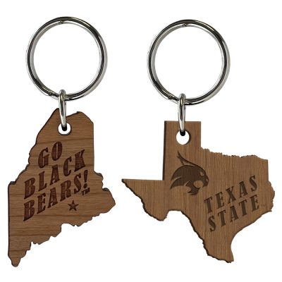 Wooden State Key Tag